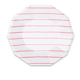Frenchie Stripe Dinner Plates : Cerise
